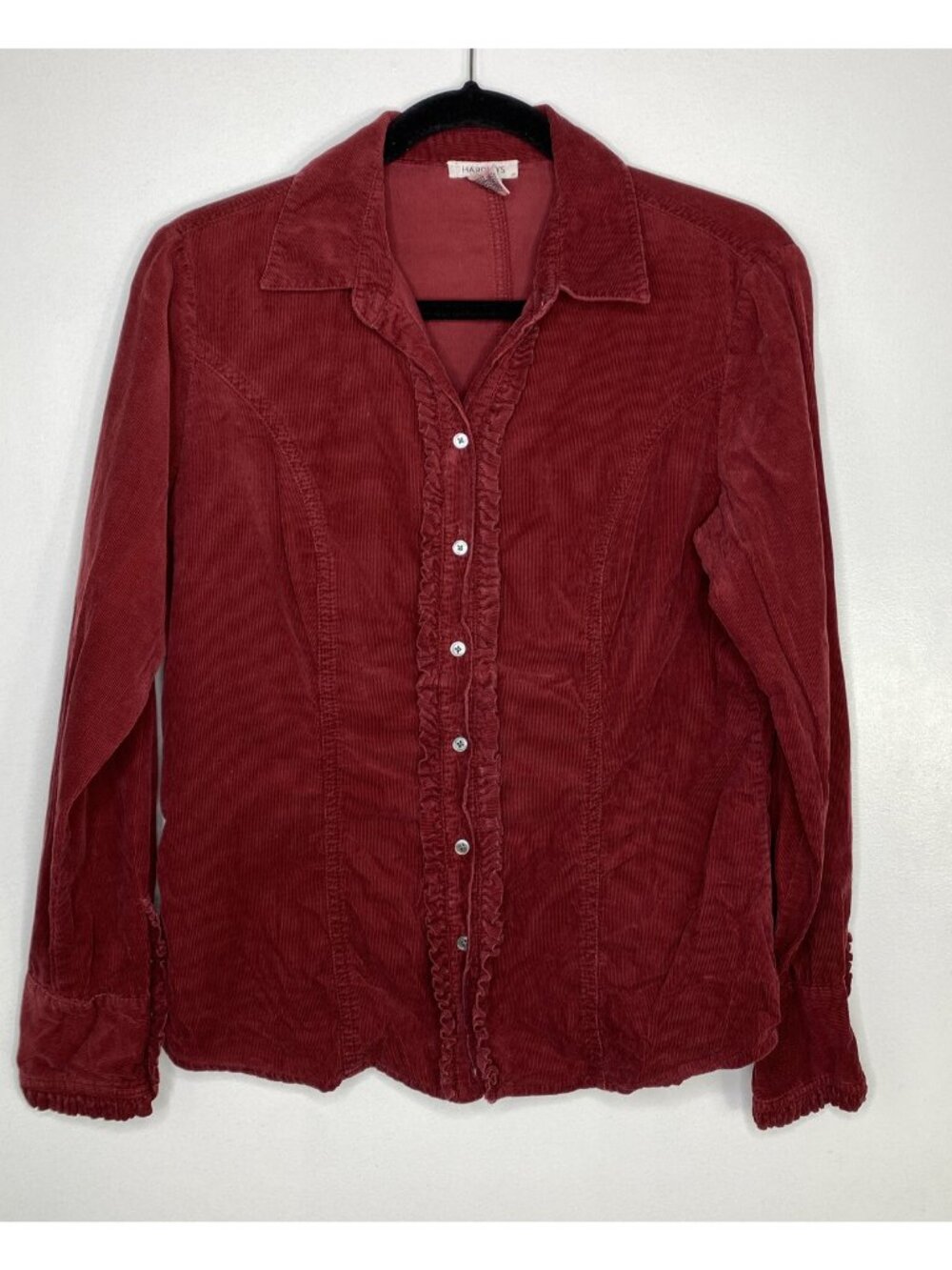 Harold’s Size M 100% Cotton Corduroy Red Y2K Shirt Fall Winter Academia